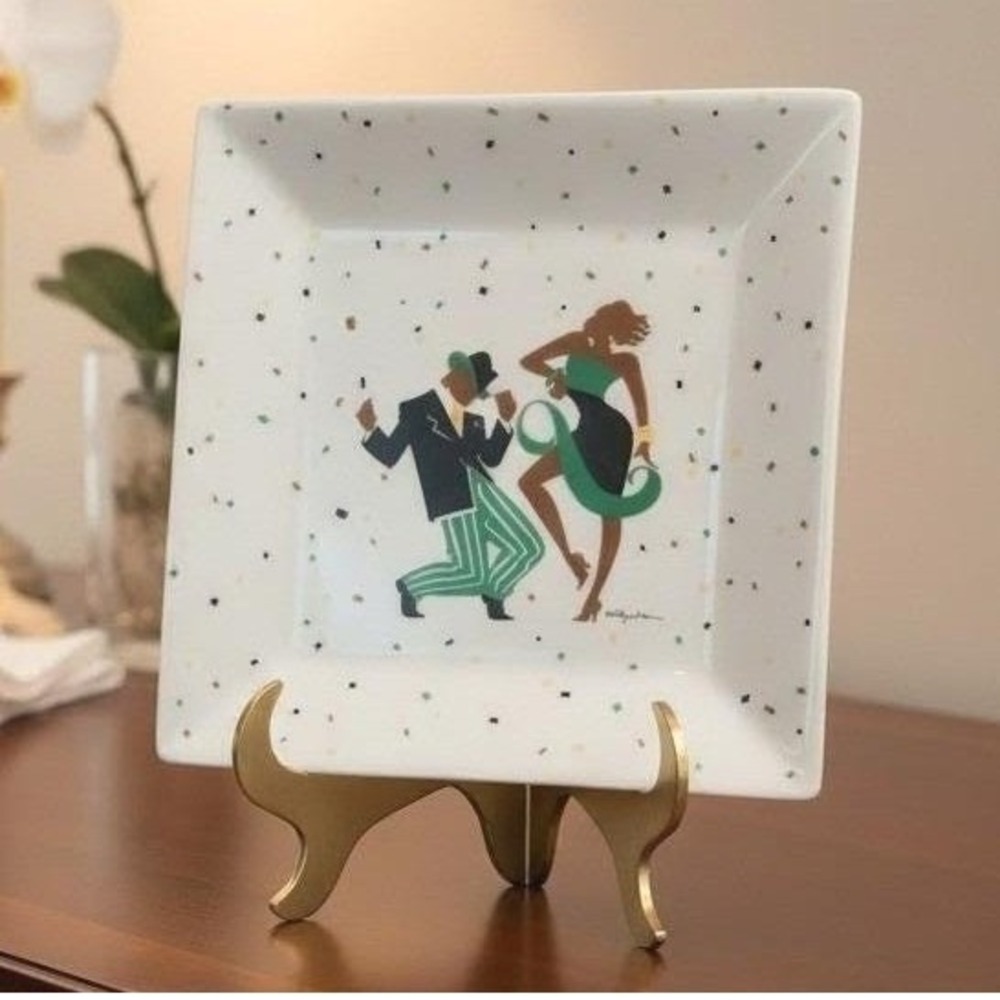 Ty Wilson Our Own Image Dancing Couple Square Ceramic Plate Display Appetizers